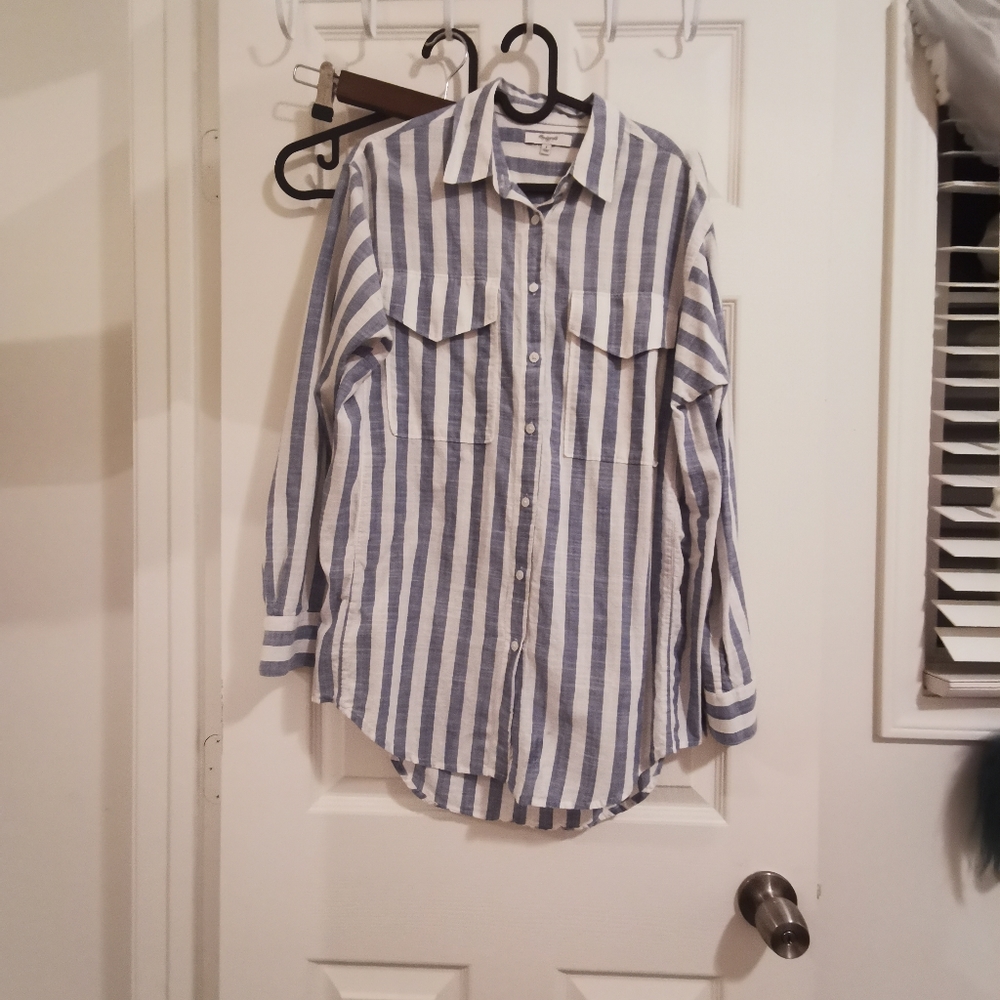 madewell striped long shirt